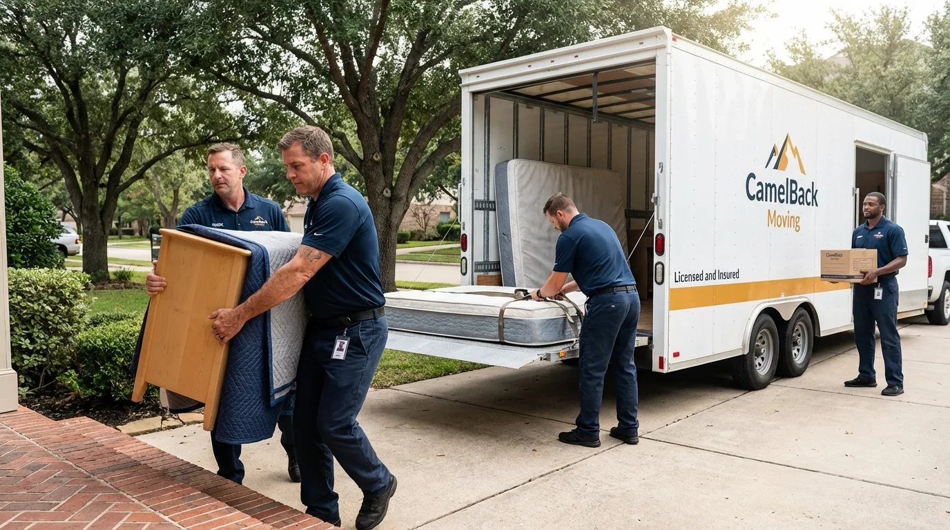 Crew loading residential truck for cross-state move from Sun City Center, FL