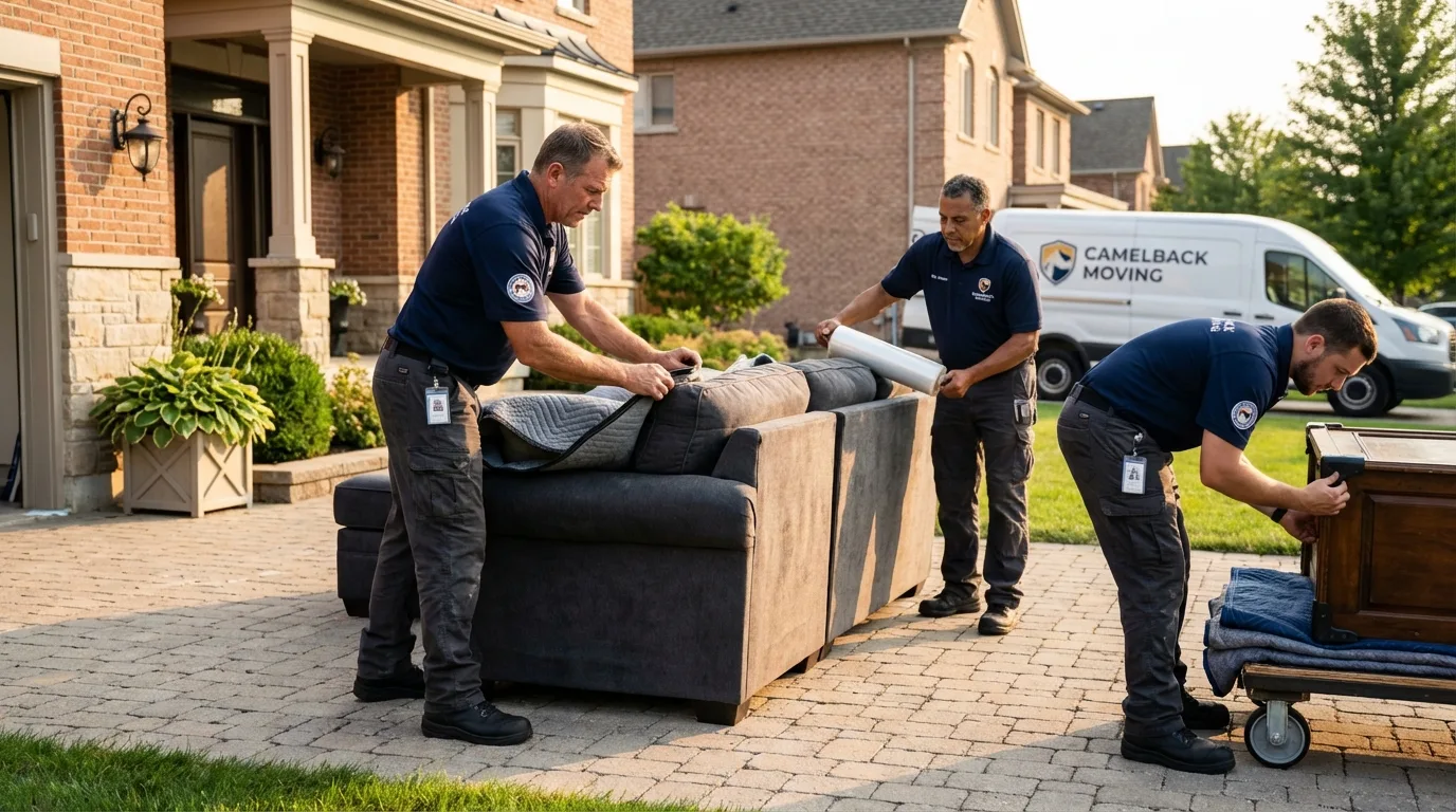 Large estate moving crew wrapping furniture in Sun City Center, FL