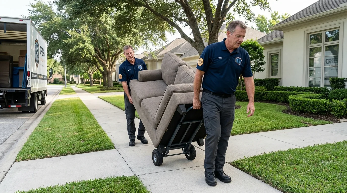 Local residential moving crew loading furniture in Sun City Center, FL
